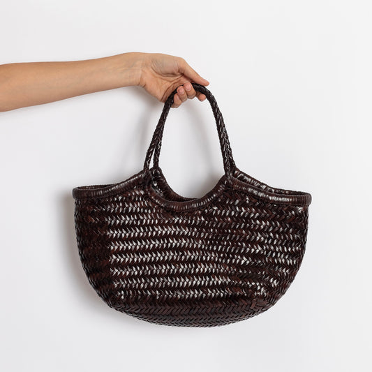 BORSA IN PELLE INTRECCIATA TESTA DI MORO