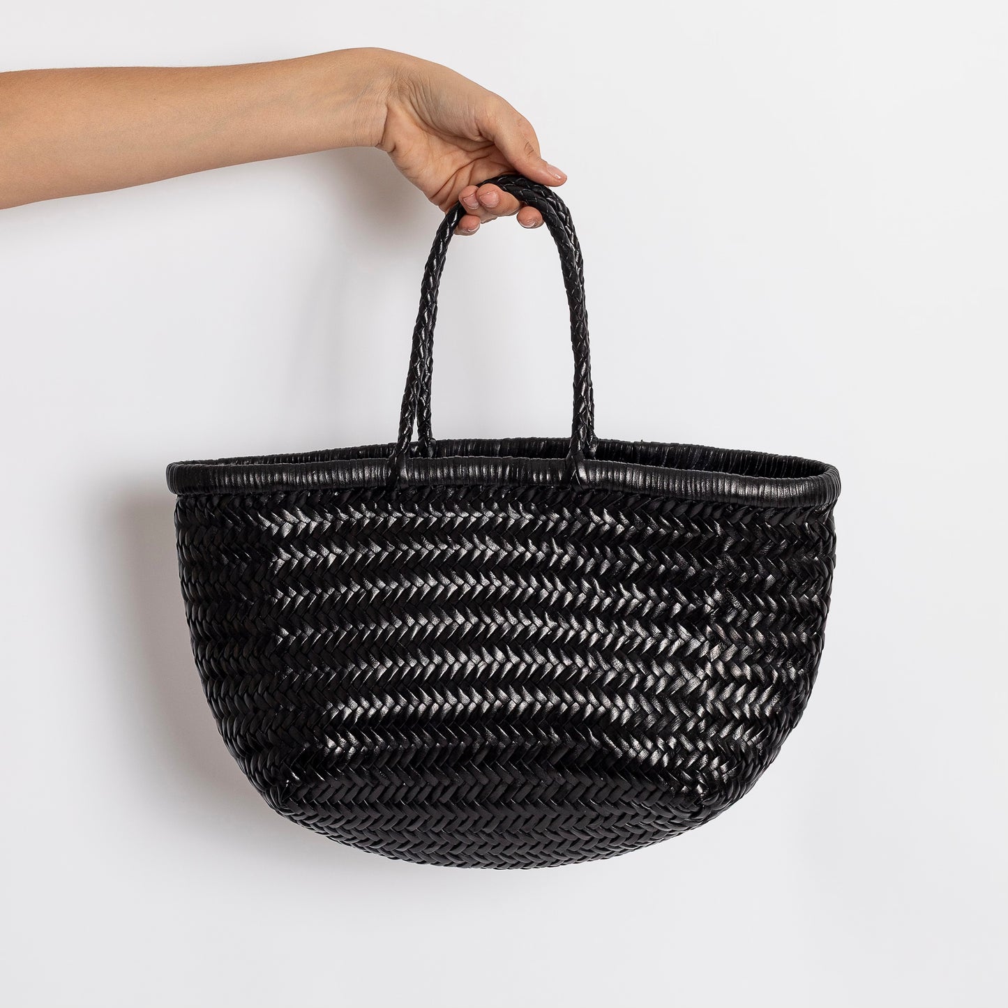 BORSA IN PELLE INTRECCIATA NERA