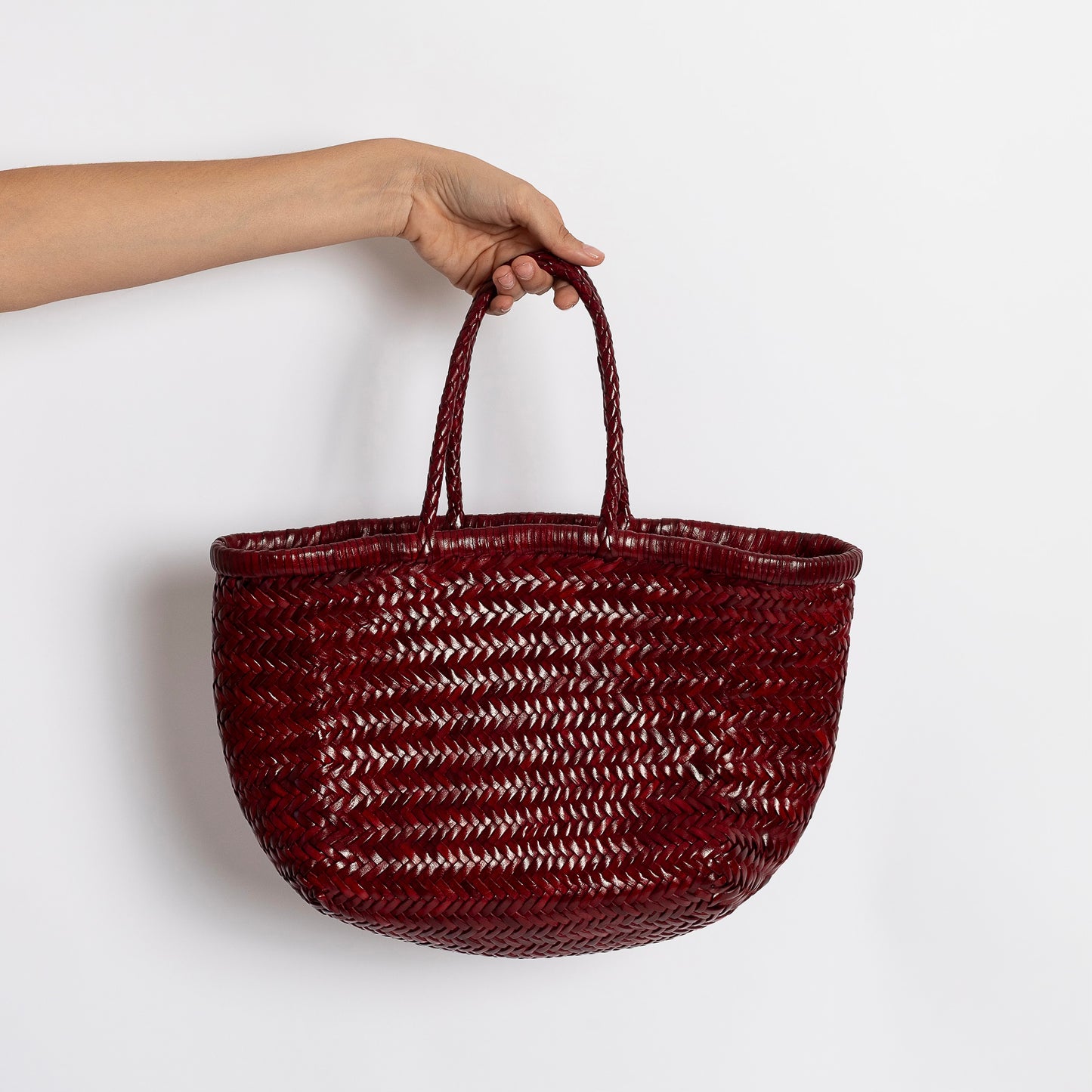 BORSA IN PELLE INTRECCIATA BORDEAUX
