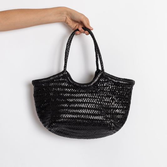 BORSA IN PELLE INTRECCIATA NERA