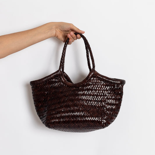 BORSA IN PELLE INTRECCIATA TESTA DI MORO