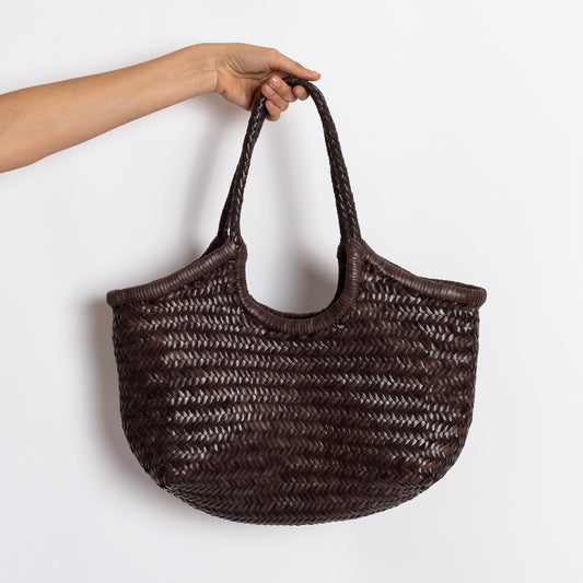 BORSA IN PELLE INTRECCIATA CIOCCOLATO