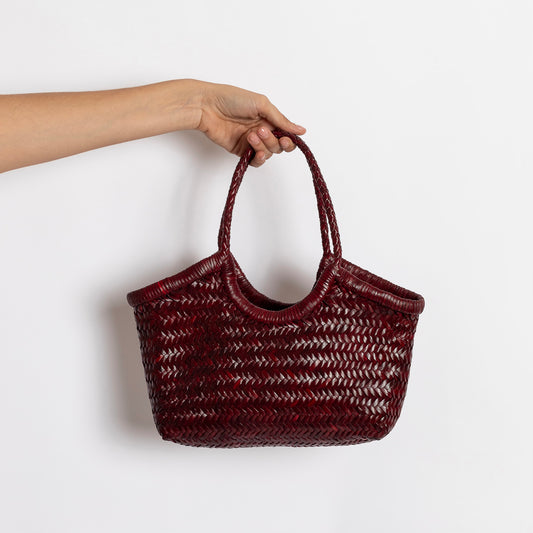 BORSA IN PELLE INTRECCIATA BORDEAUX